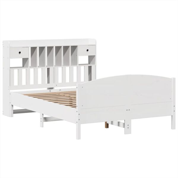 vidaXL Bookcase Bed without Mattress White 140x190cm Solid Wood Pine