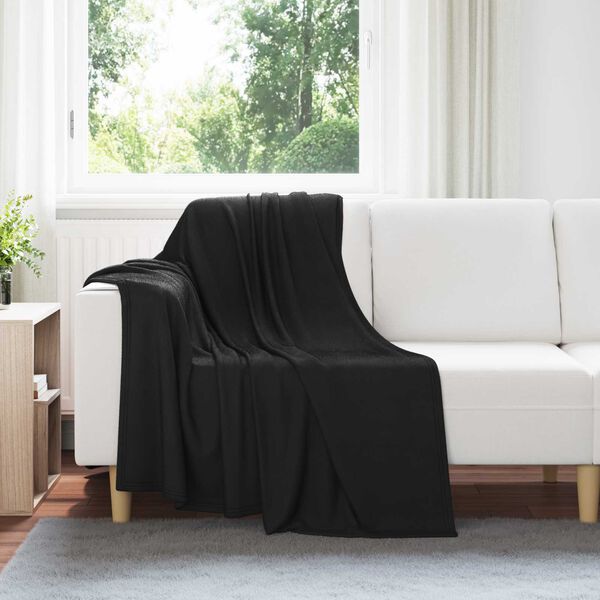 vidaXL Throw Blanket Black 170 x 130 cm Fleece