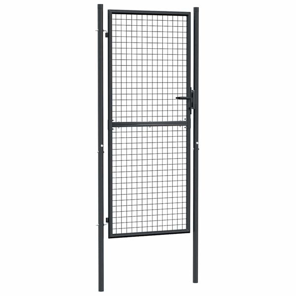 vidaXL Mesh Garden Gate Galvanised Steel 100x200 cm Grey