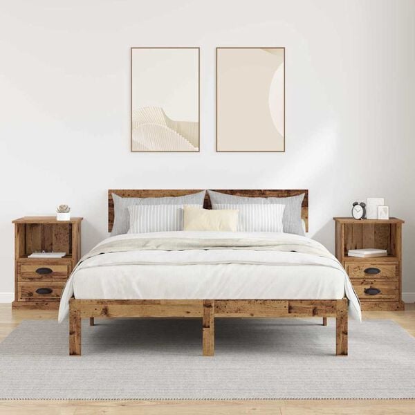 vidaXL Bedside Cabinet 2 pcs Old Wood 36 x 43 x 60 cm Engineered Wood