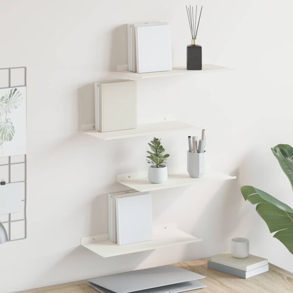 vidaXL Floating Shelf Wall-mounted 4 pcs White 40 x 18 x 2.5 cm Steel