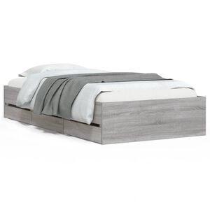 vidaXL Bed Frame with Drawers without Mattress Grey Sonoma 100x200 cm
