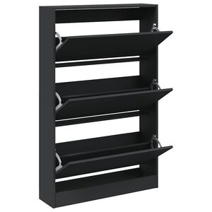 vidaXL Shoe Cabinet Black 80x21x125,5 cm Engineered Wood