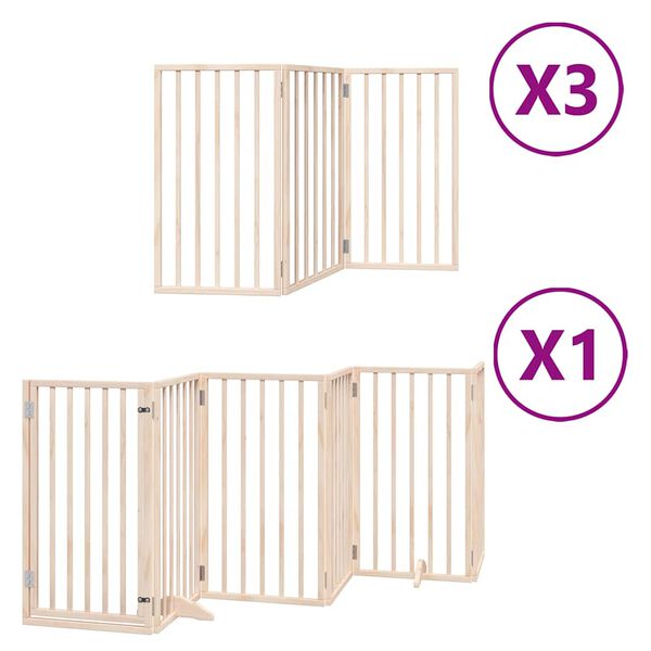 vidaXL Dog Gate with Door Foldable 15 Panels 750 cm Poplar Wood