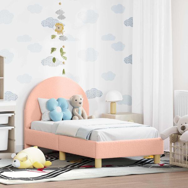vidaXL Toddler Bed Frame with Headboard Pink 70 x 140 cm Sheep Fabric
