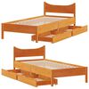 vidaXL Bed Frame with Drawers Wax Brown 75x190 cm Small Single Solid Wood Pine