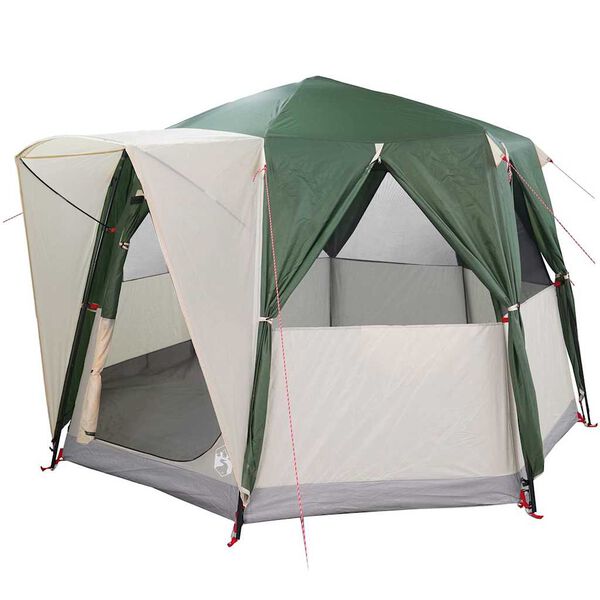vidaXL Cabin Tent with Roof Green and White 320 x 320 x 203 cm