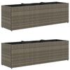 vidaXL Garden Planters with 3 Pots 2 pcs Grey 105x30x32 cm Poly Rattan