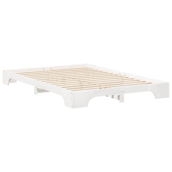 vidaXL Bed Frame White 140 x 210 cm Solid Pine Wood