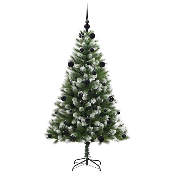 vidaXL Artificial Hinged Christmas Tree with Flocked Snow 150 cm