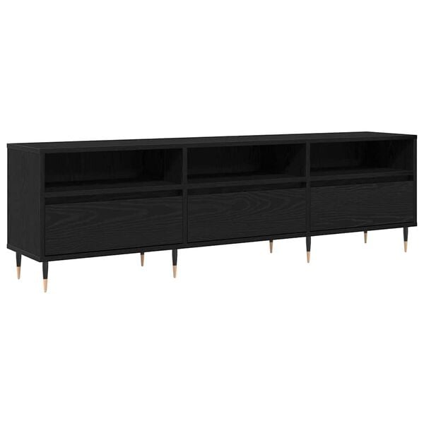 vidaXL TV Cabinet Black Oak 150 x 30 x 45 cm Engineered Wood