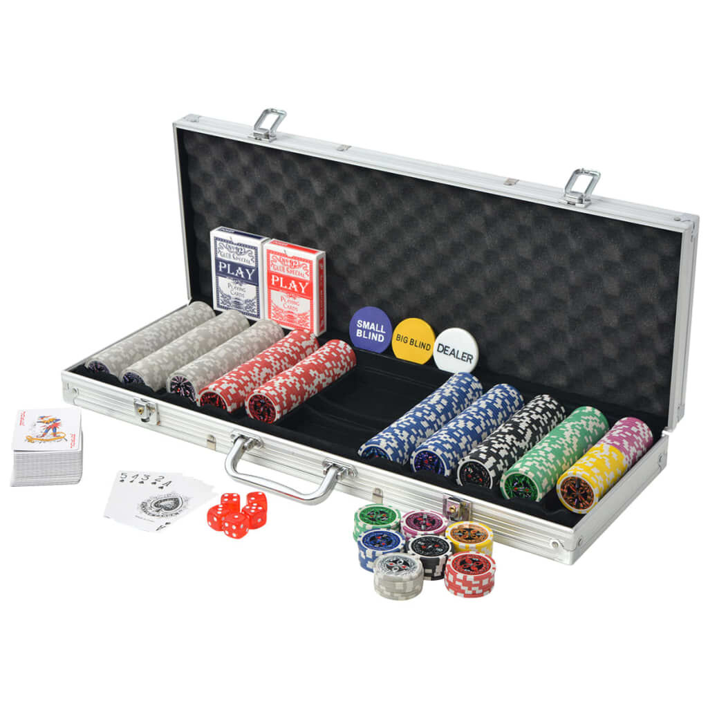 vidaXL Poker Set with 500 Laser Chips Aluminium | vidaXL.co.uk