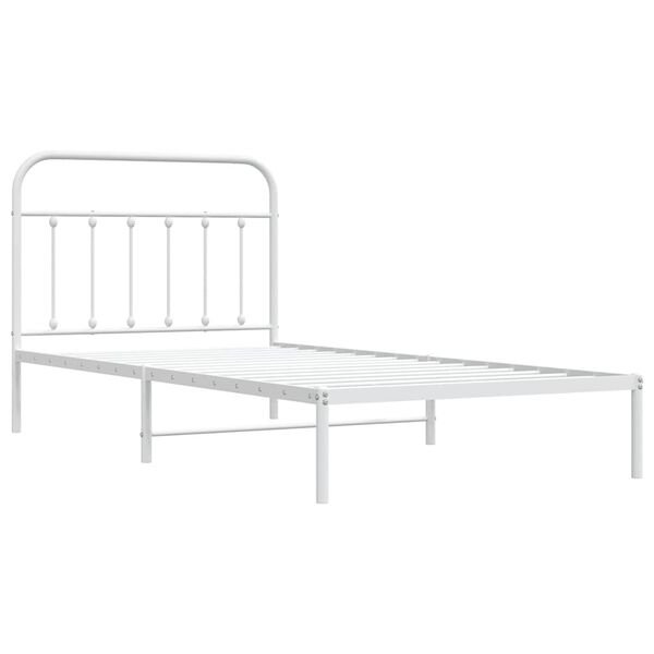 vidaXL Metal Bed Frame without Mattress with Headboard White 107x203cm