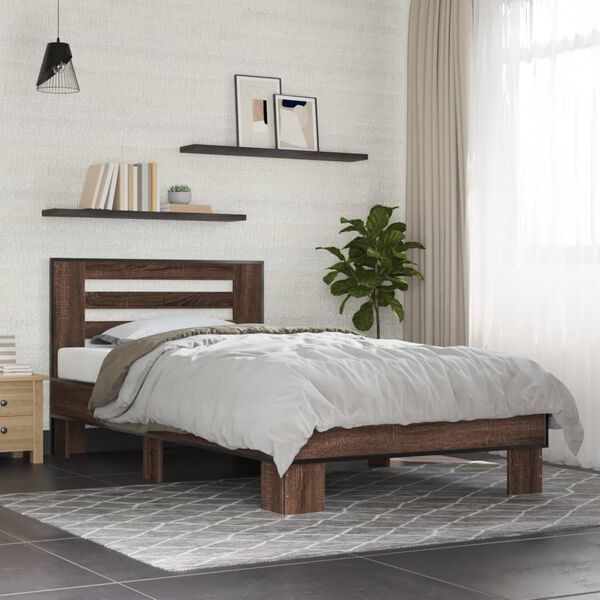vidaXL Bed Frame without Mattress Brown Oak 100x200 cm