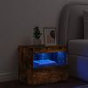vidaXL Bedside Cabinet with LED Lights Smoked Oak 50x40x45 cm