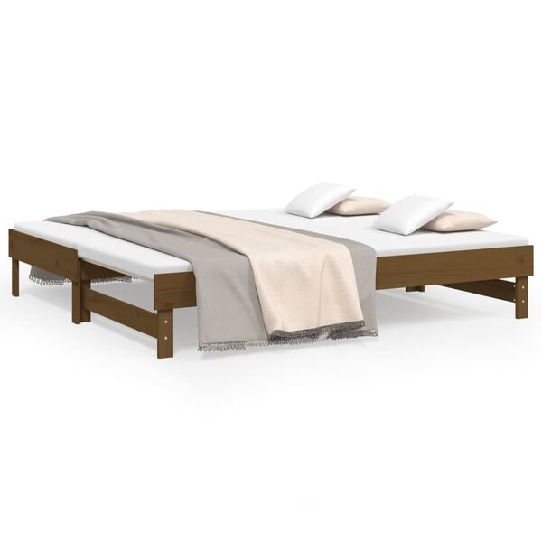 vidaXL Pull-out Day Bed without Mattress Honey Brown 2x(75x190) cm