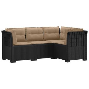 vidaXL 4-Seater Garden Sofa with Cushions Rattan Look PP Anthracite