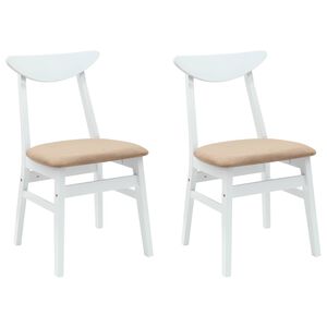 vidaXL Dining Chairs 2 pcs Solid Rubber Wood White 42 x 47.5 x 81 cm