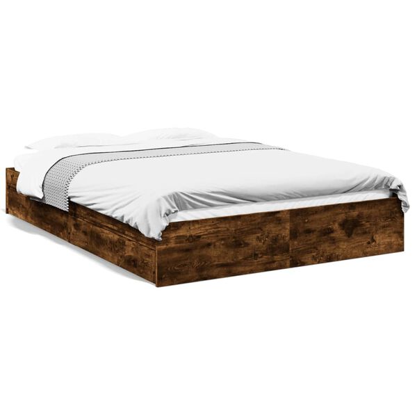 vidaXL Bed Frame with Drawers without Mattress Smoked Oak 150x200 cm King Size