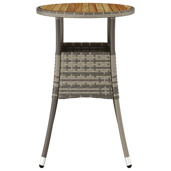 vidaXL Garden Table Ø60x75 cm Acacia Wood and Poly Rattan Grey