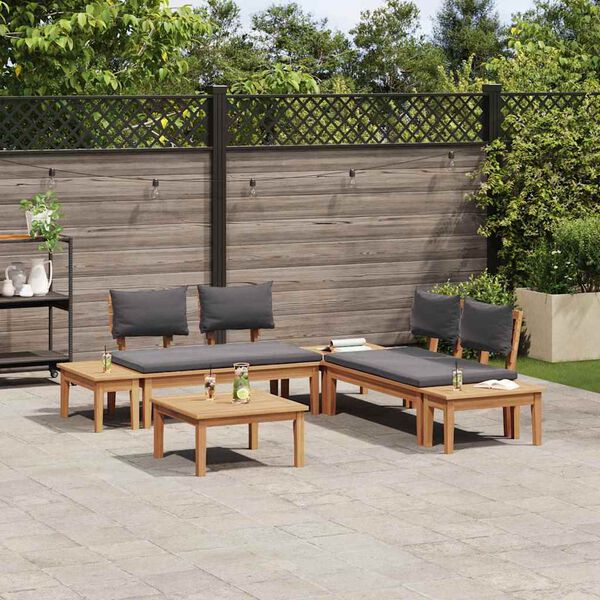 vidaXL Garden Bench Set with Cushion with Storage 3 pcs Brown and Grey