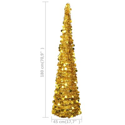 vidaXL Pop-up Artificial Christmas Tree Gold 180 cm PET