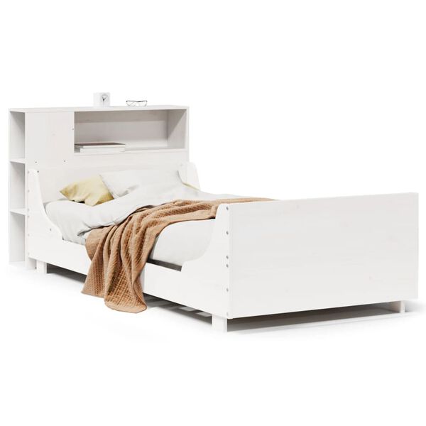 vidaXL Bed Frame without Mattress White 75x190 cm Small Single Solid Wood Pine