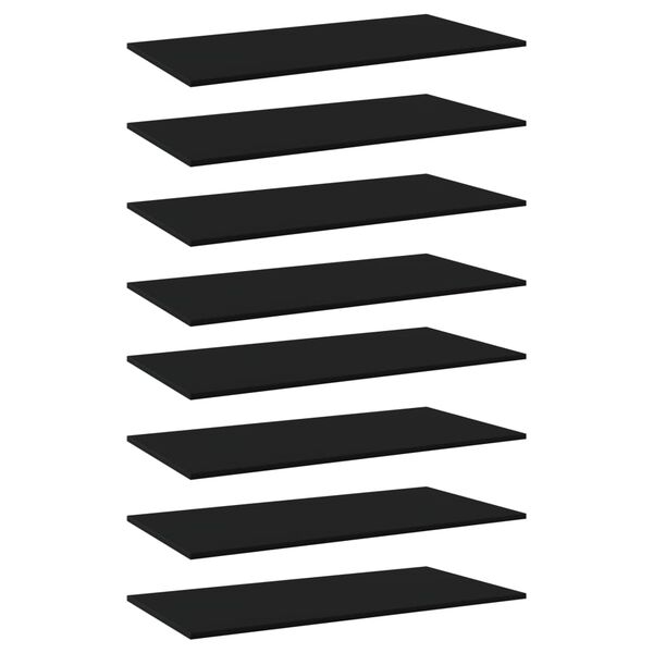 vidaXL Bookshelf Boards 8 pcs Black 80x20x1.5 cm Engineered Wood