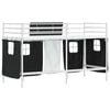 vidaXL Kids'Loft Bed Frame with Curtains White and Black 90 x 190 cm