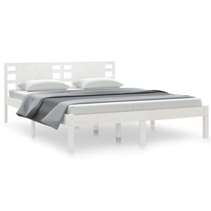 vidaXL Bed Frame without Mattress White 150x200 cm King Size Solid Wood