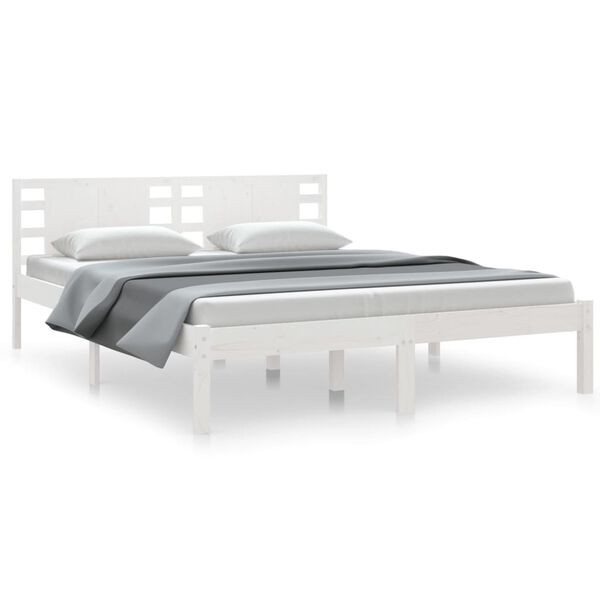 vidaXL Bed Frame without Mattress White 150x200 cm King Size Solid Wood