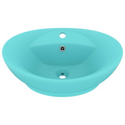 vidaXL Luxury Basin Overflow Oval Matt Light Green 58.5x39 cm Ceramic