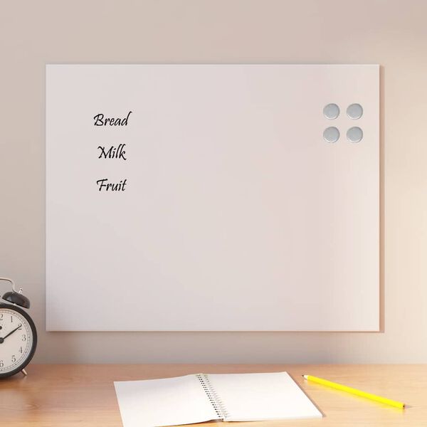 vidaXL Wall-mounted Magnetic Board White 50x40 cm Tempered Glass