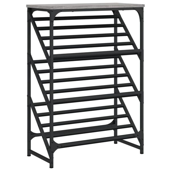 vidaXL Shoe Rack Grey Sonoma 60x30x85 cm Engineered Wood