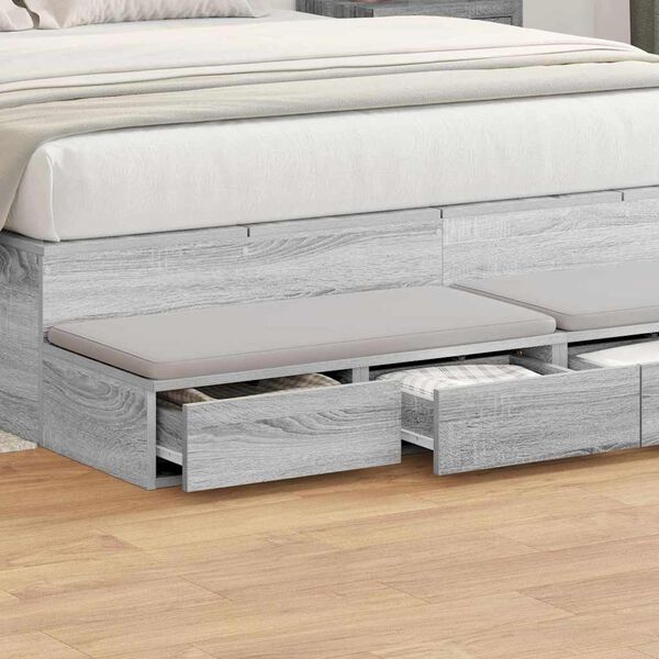 vidaXL Bed Drawers Grey Sonoma 135 x 36.5 x 16.5 cm Engineered Wood