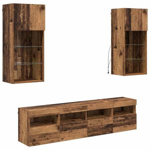 vidaXL TV Wall Units with LED Old Wood Engineered Wood