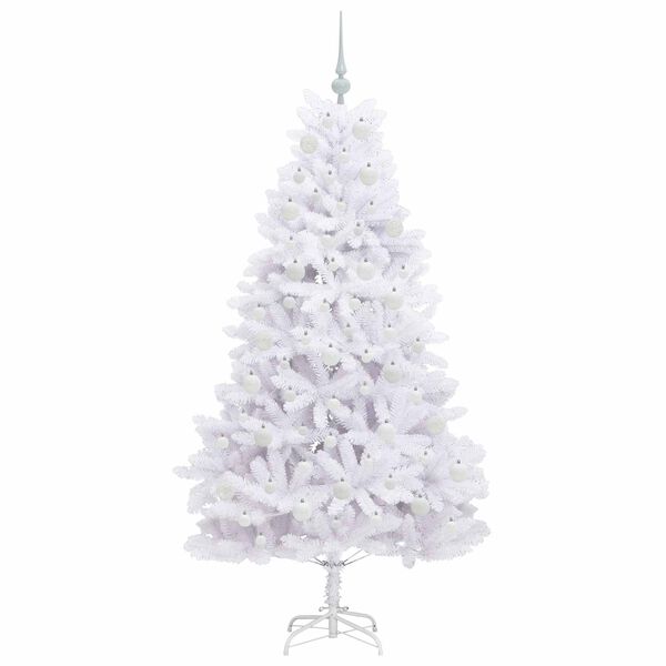 vidaXL Artificial Hinged Christmas Tree White 180 cm PVC and Steel