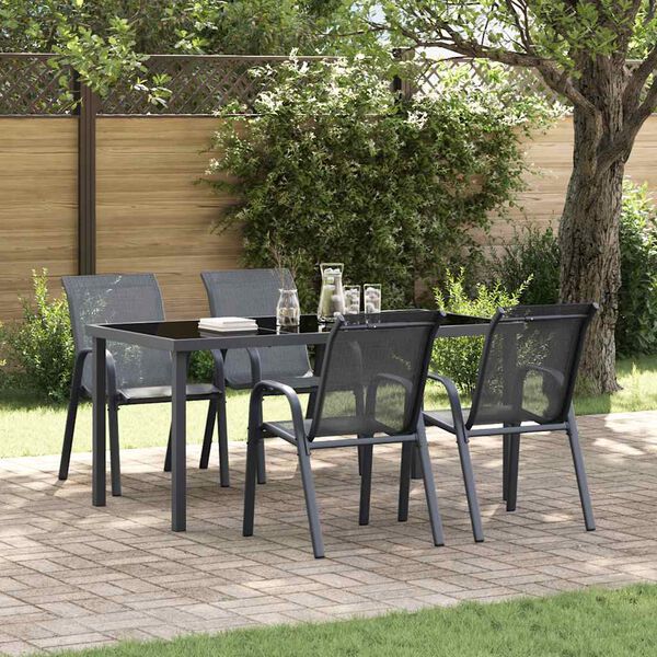 vidaXL Stackable Garden Chairs 4 pcs Grey Textilene Fabric