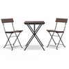 vidaXL 3 Piece Folding Bistro Set Brown Poly Rattan