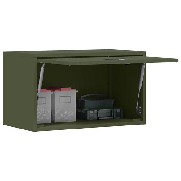vidaXL Wall Cabinet for Garage with Gas-lift Door Olive green