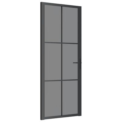 vidaXL Interior Door 83x201.5 cm Black ESG Glass and Aluminium