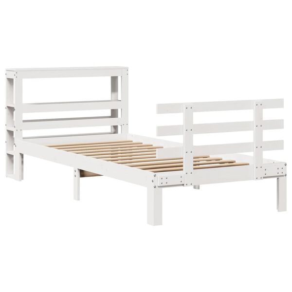 vidaXL Bed Frame with Headboard without Mattress White 90x190 cm Single