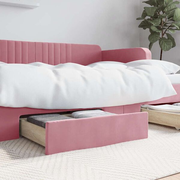 vidaXL Bed Drawers 2 pcs Pink Engineered Wood and Velvet