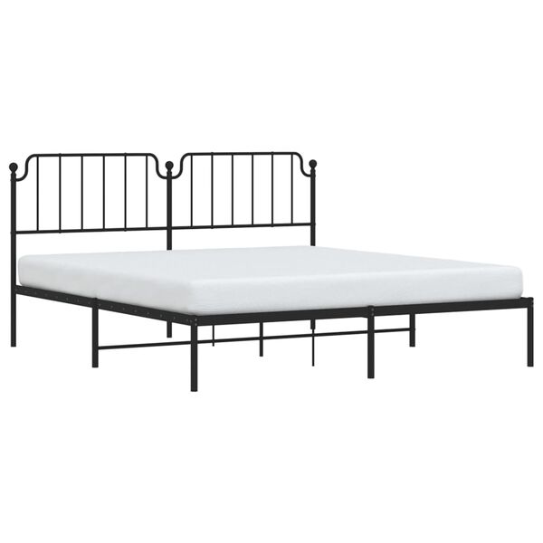 vidaXL Metal Bed Frame without Mattress with Headboard Black 180x200cm