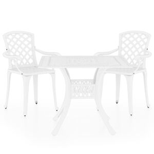 vidaXL 3 Piece Bistro Set Cast Aluminium White