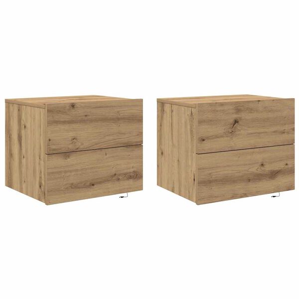 vidaXL Bedside Cabinet with Drawer 2 pcs Artisan Oak 50 x 39 x 41 cm