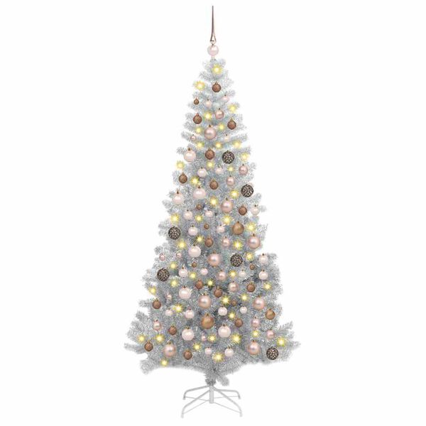 vidaXL Christmas Tree with 300 LEDs with Stand Silver 180 cm PET