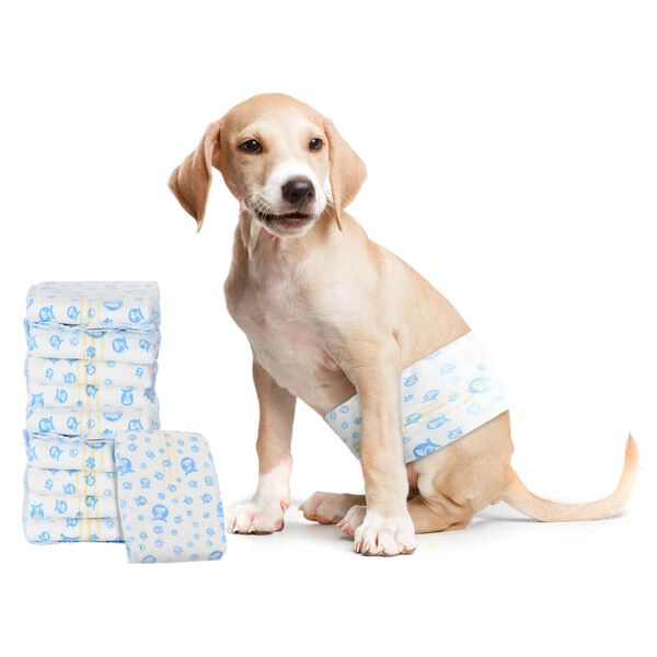 vidaXL Disposable Dog Diaper Male 30 pcs White M