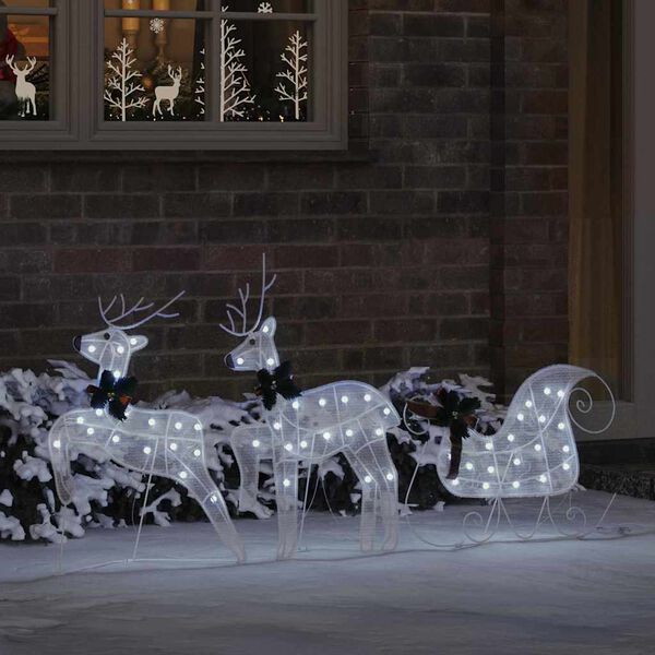 vidaXL LED Reindeers 3 pcs Cold White Fabric