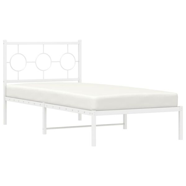 vidaXL Metal Bed Frame without Mattress with Headboard White 90x190cm